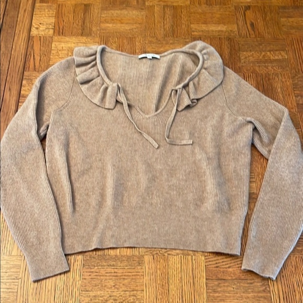 Madewell Ruffled Tan Sweater size large